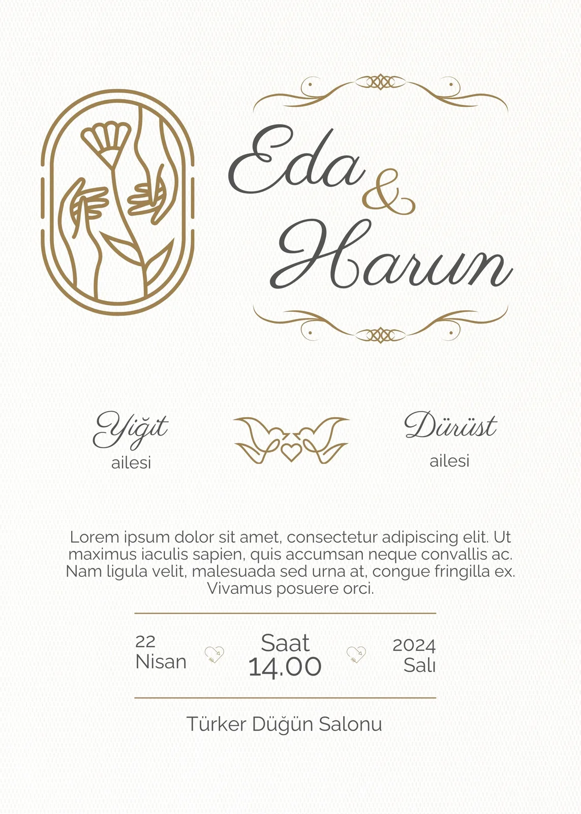 Model 288 — düğün ve nişan davetiyesi