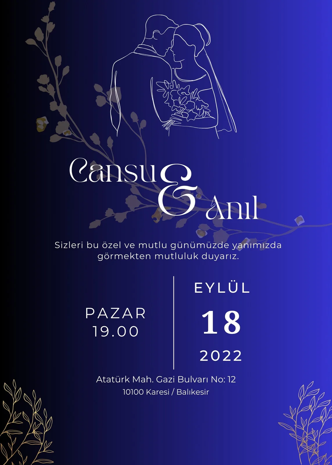 Model 293 — düğün ve nişan davetiyesi