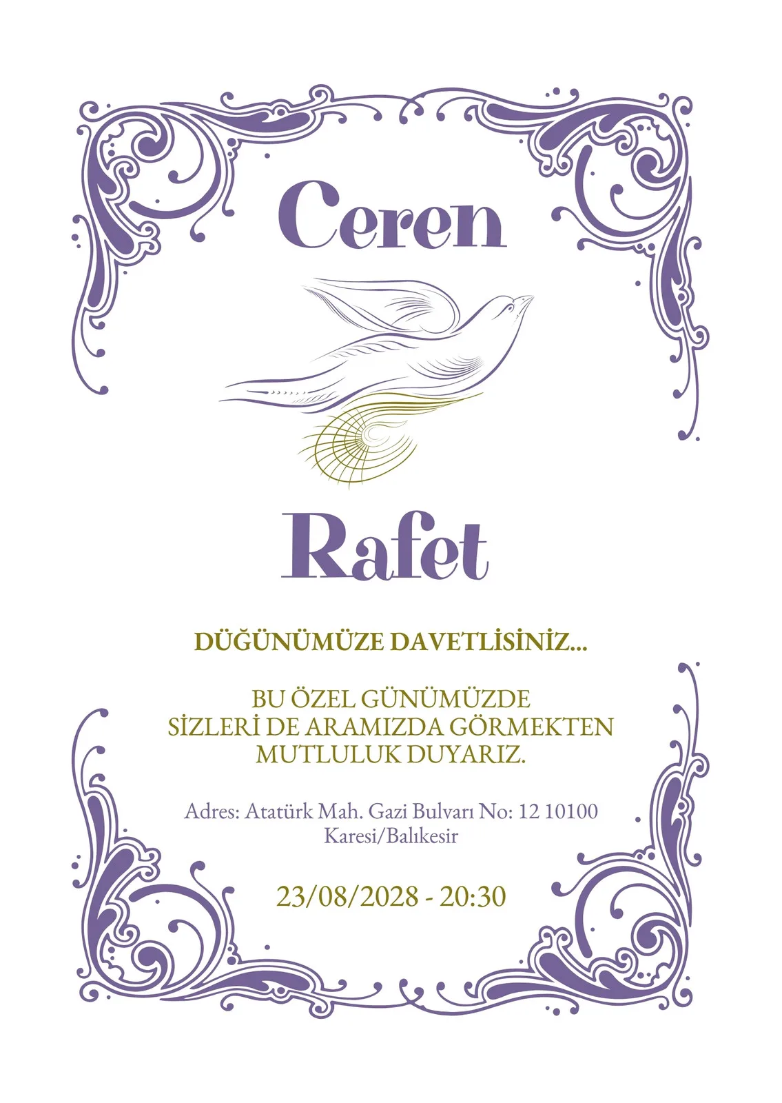 Model 300 — düğün ve nişan davetiyesi