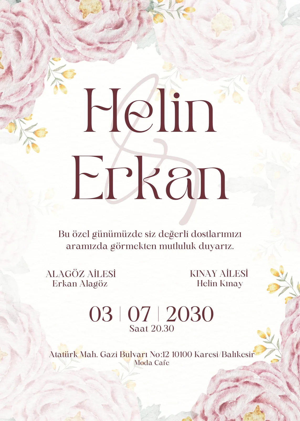 Model 342 — düğün ve nişan davetiyesi