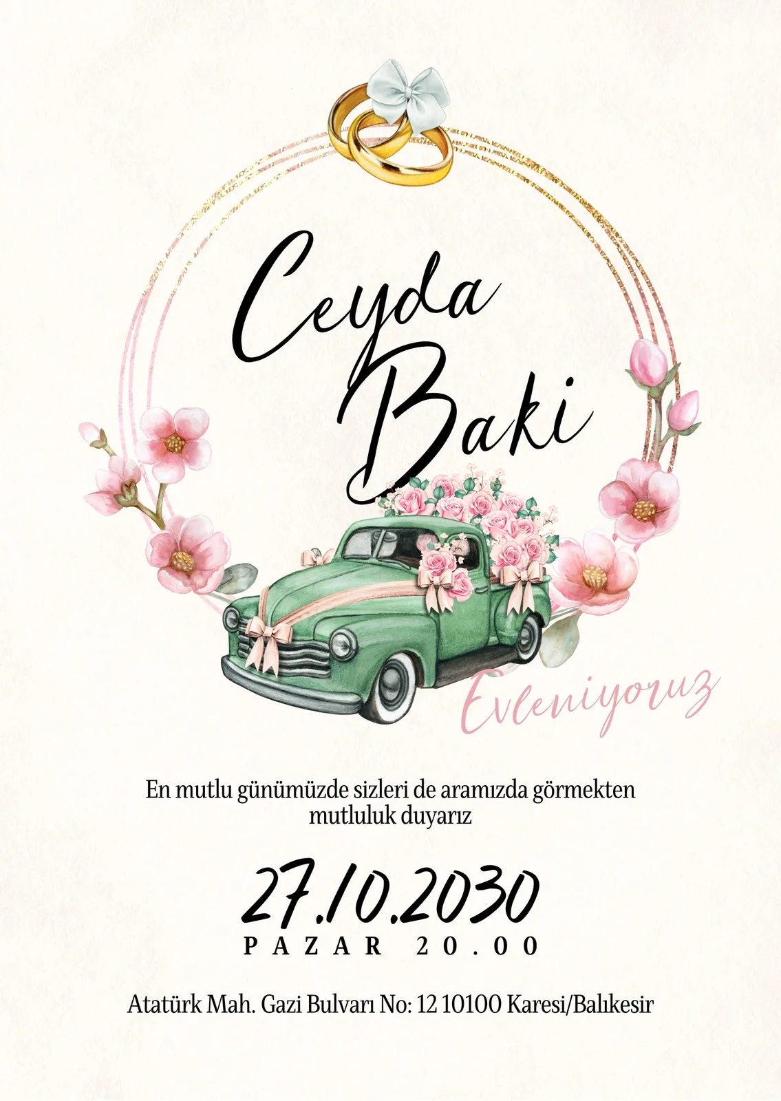 Model 346 — düğün ve nişan davetiyesi