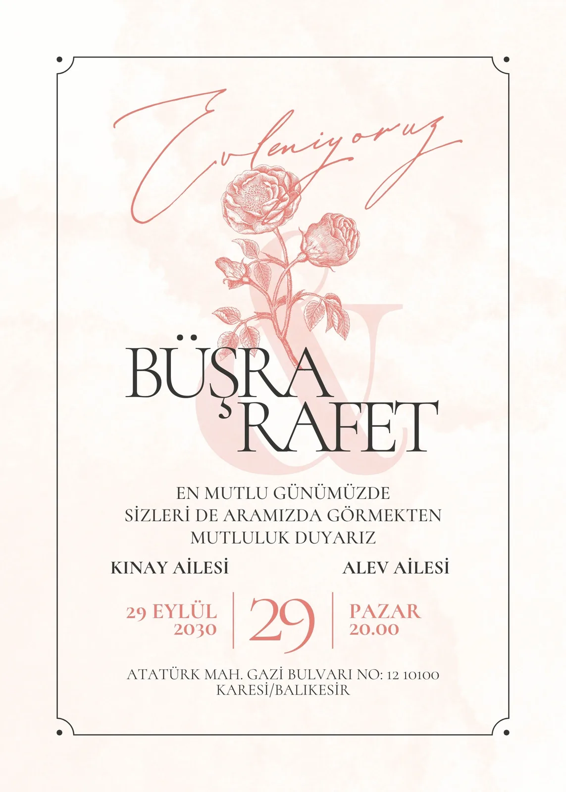 Model 359 — düğün ve nişan davetiyesi
