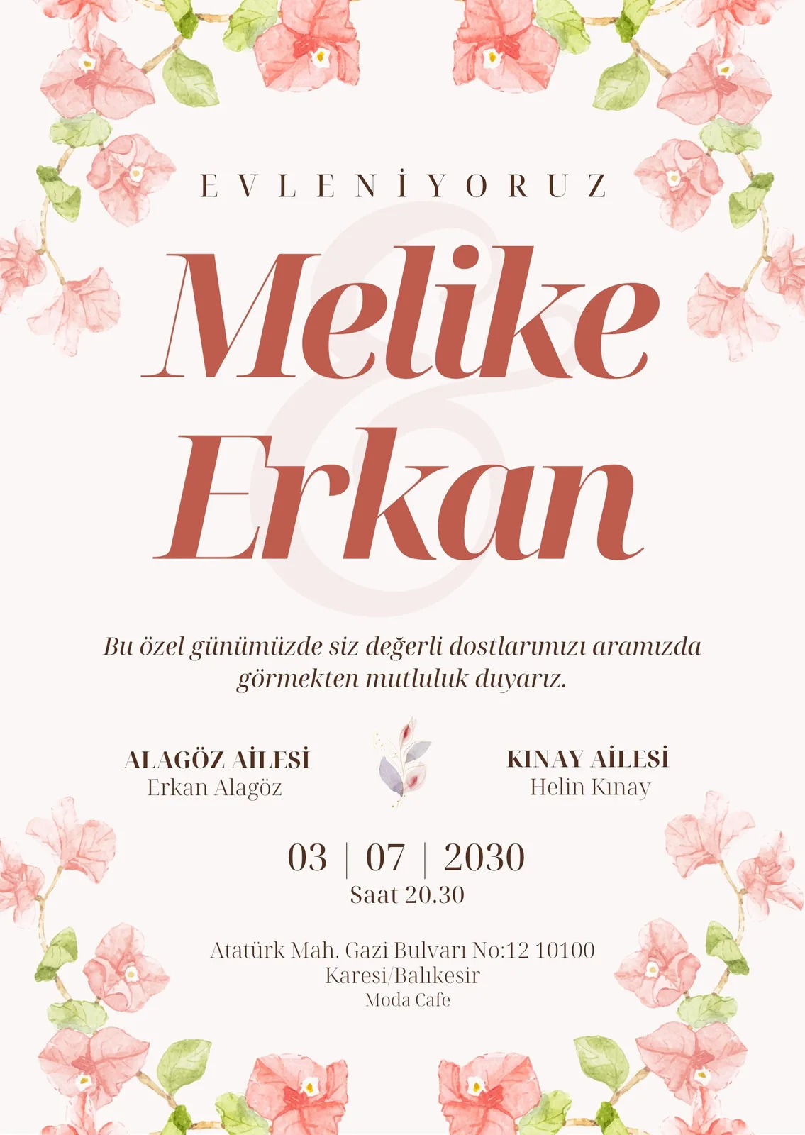 Model 361 — düğün ve nişan davetiyesi