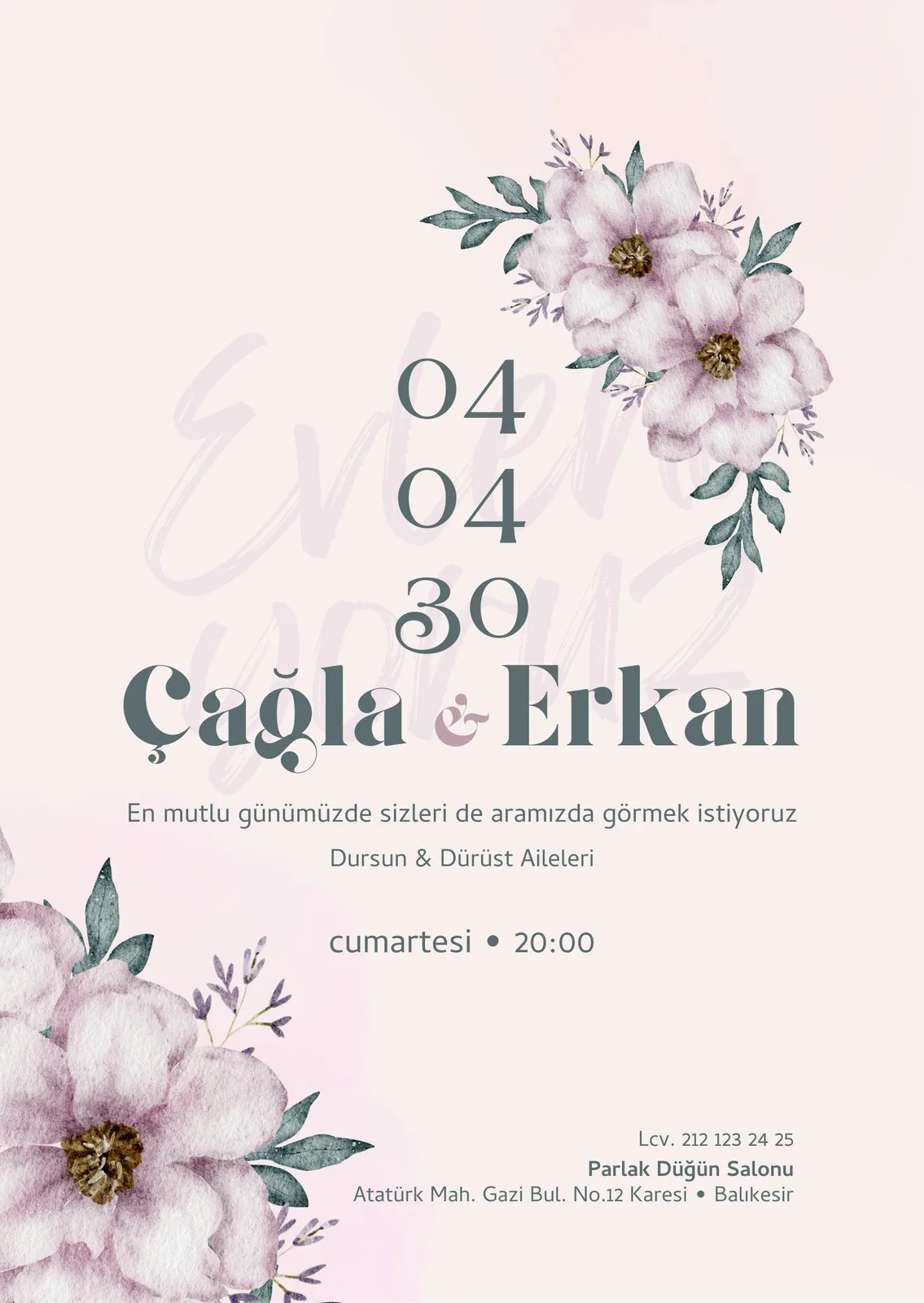 Model 368 — düğün ve nişan davetiyesi