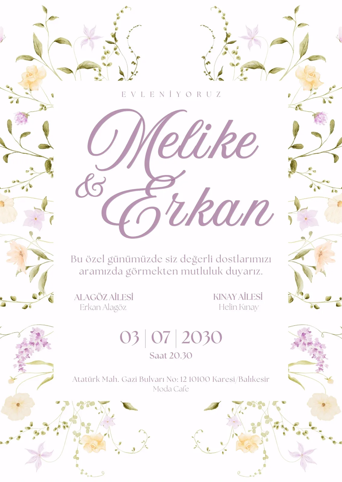 Model 371 — düğün ve nişan davetiyesi