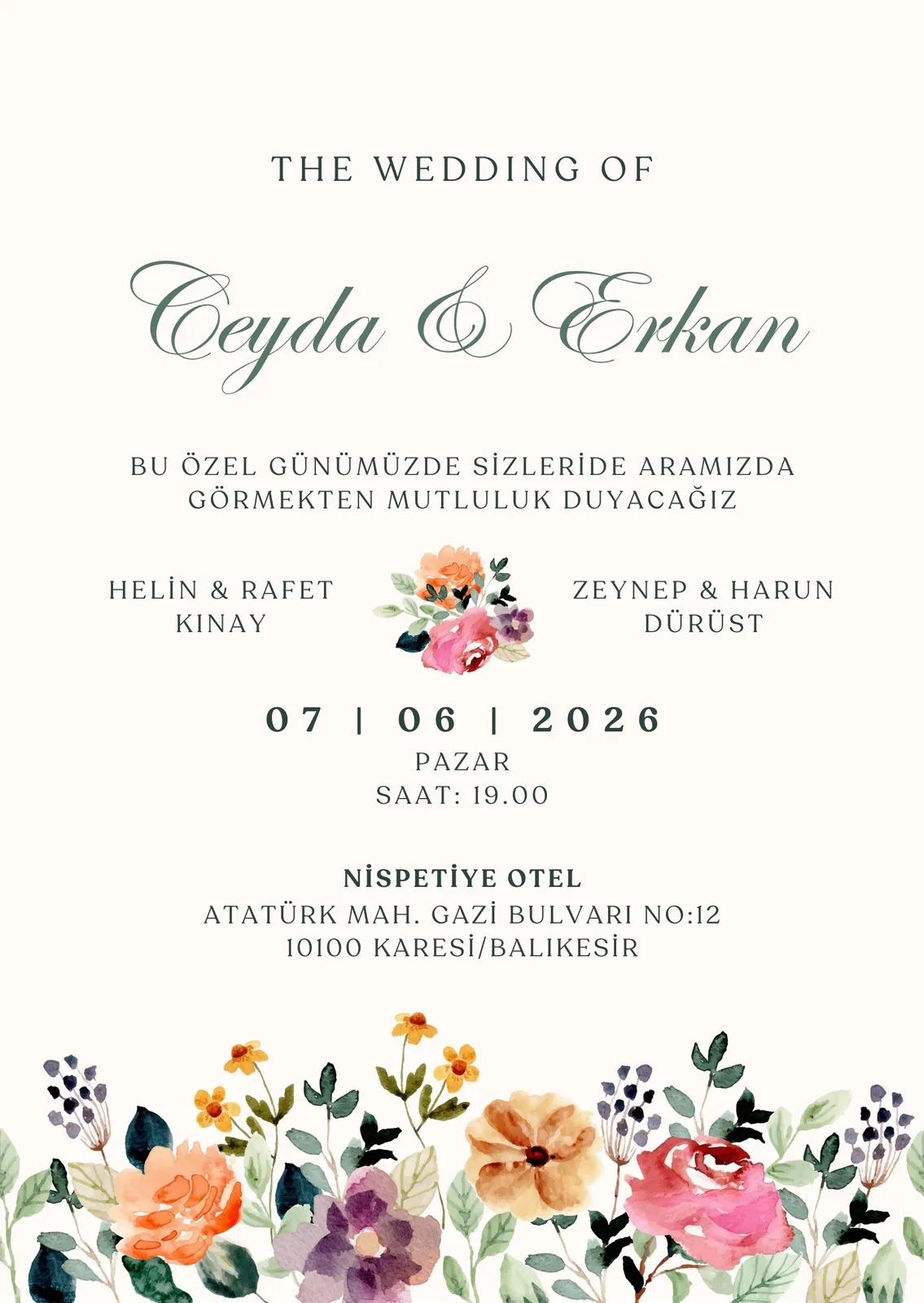 Model 377 — düğün ve nişan davetiyesi