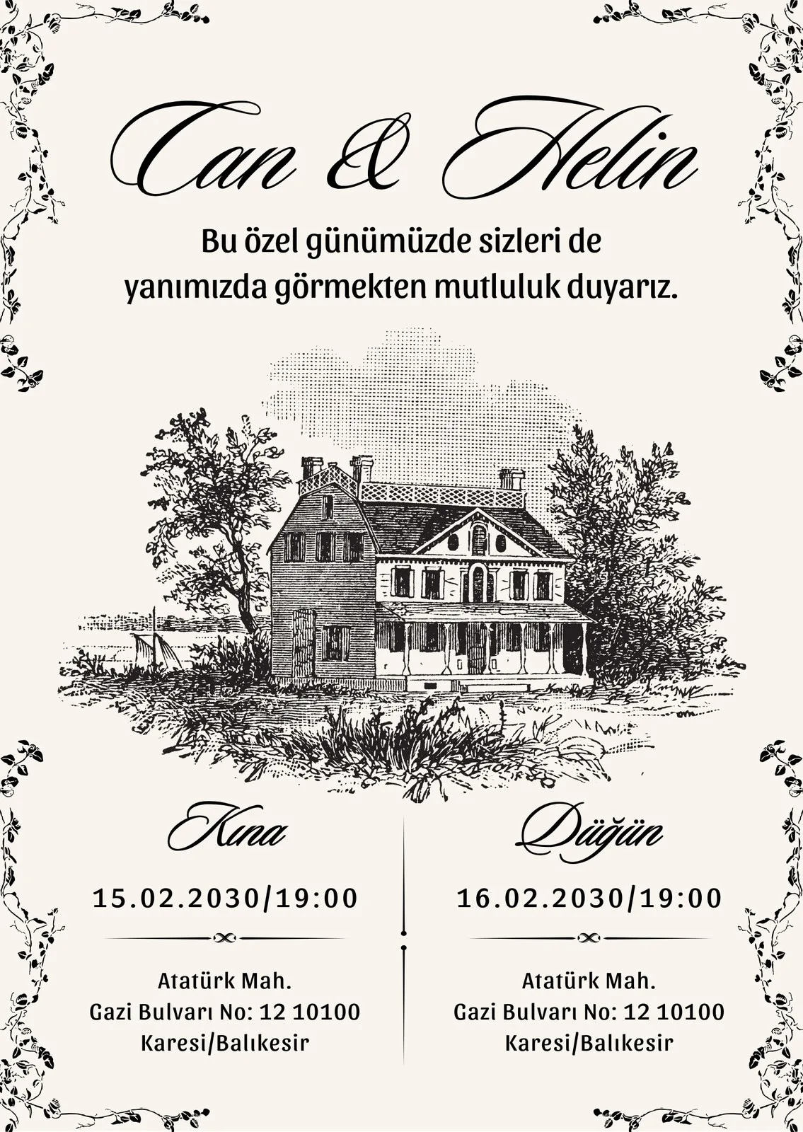 Model 402 — düğün ve nişan davetiyesi
