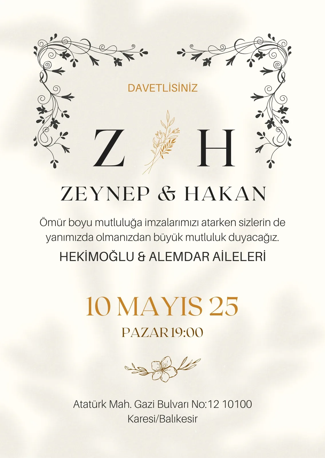 Model 404 — düğün ve nişan davetiyesi