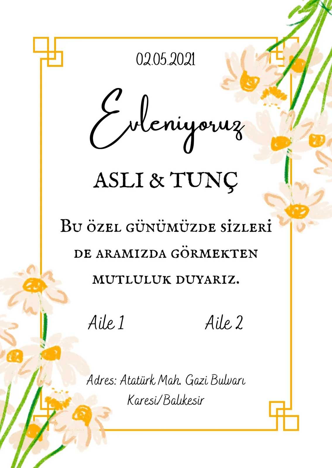 Model 413 — düğün ve nişan davetiyesi
