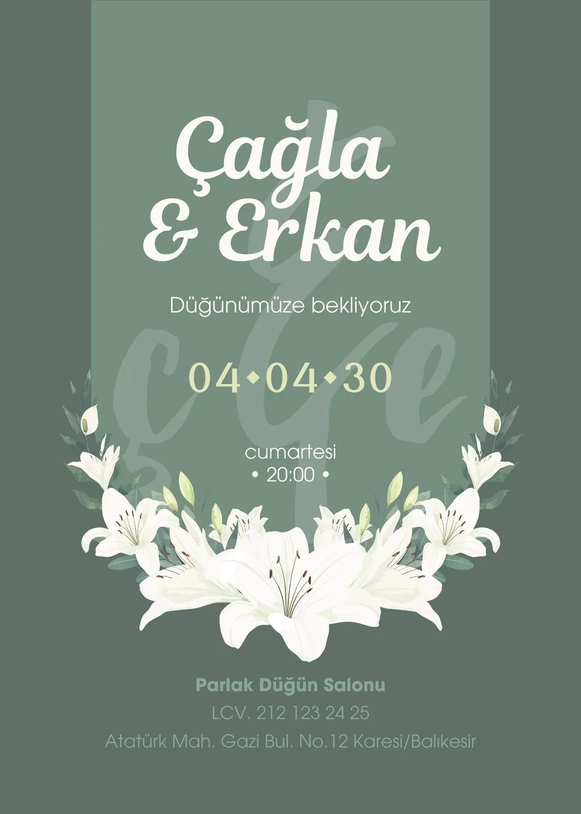 Model 448 — düğün ve nişan davetiyesi