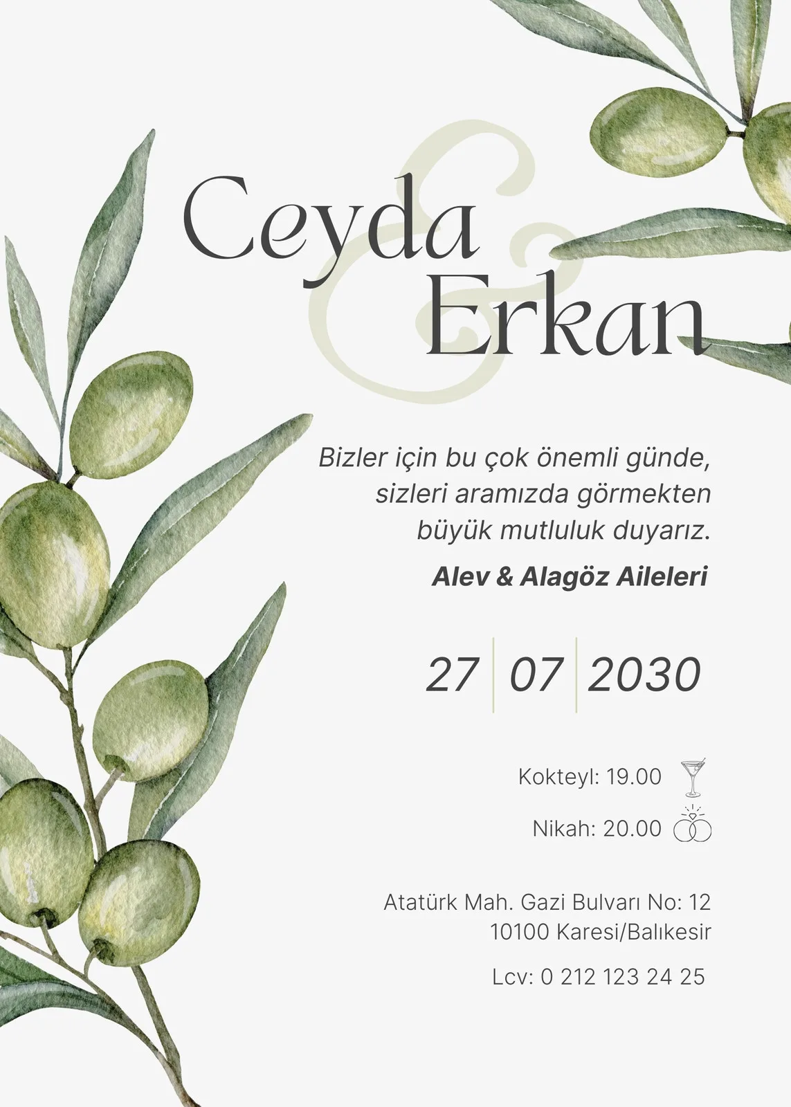 Model 456 — düğün ve nişan davetiyesi