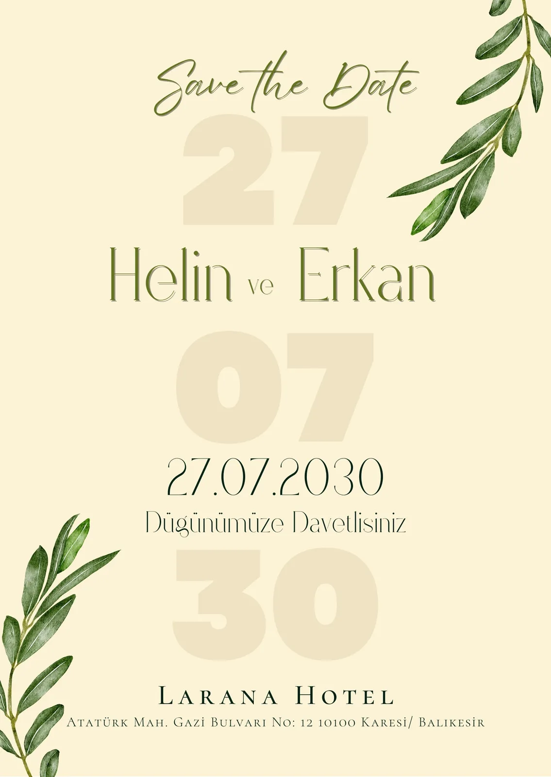 Model 466 — düğün ve nişan davetiyesi