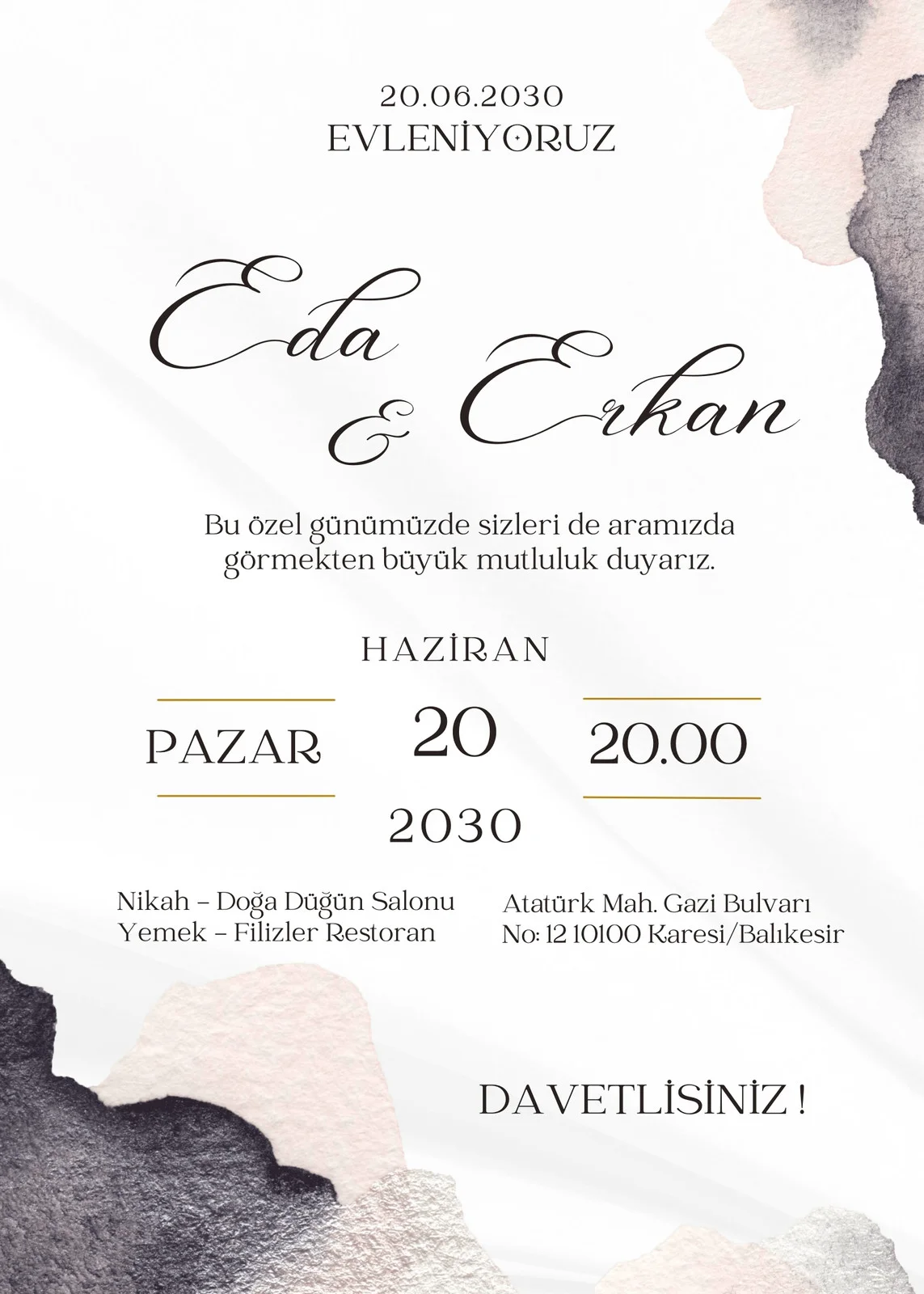 Modern Davetiye Modeli #71