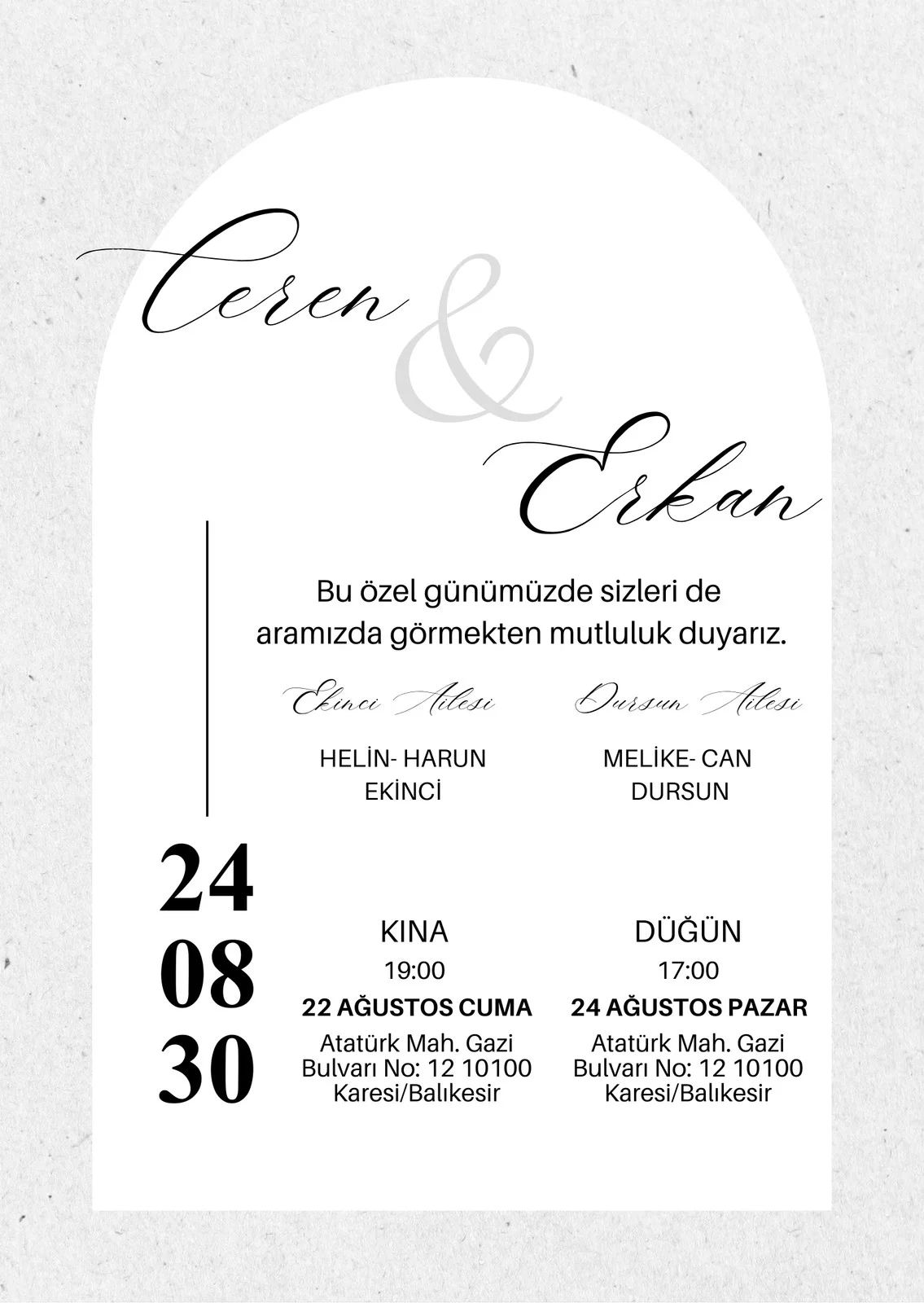 Modern Davetiye Modeli #85