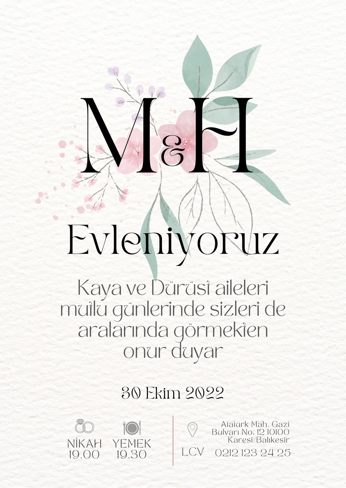Sade Davetiye Modeli #208