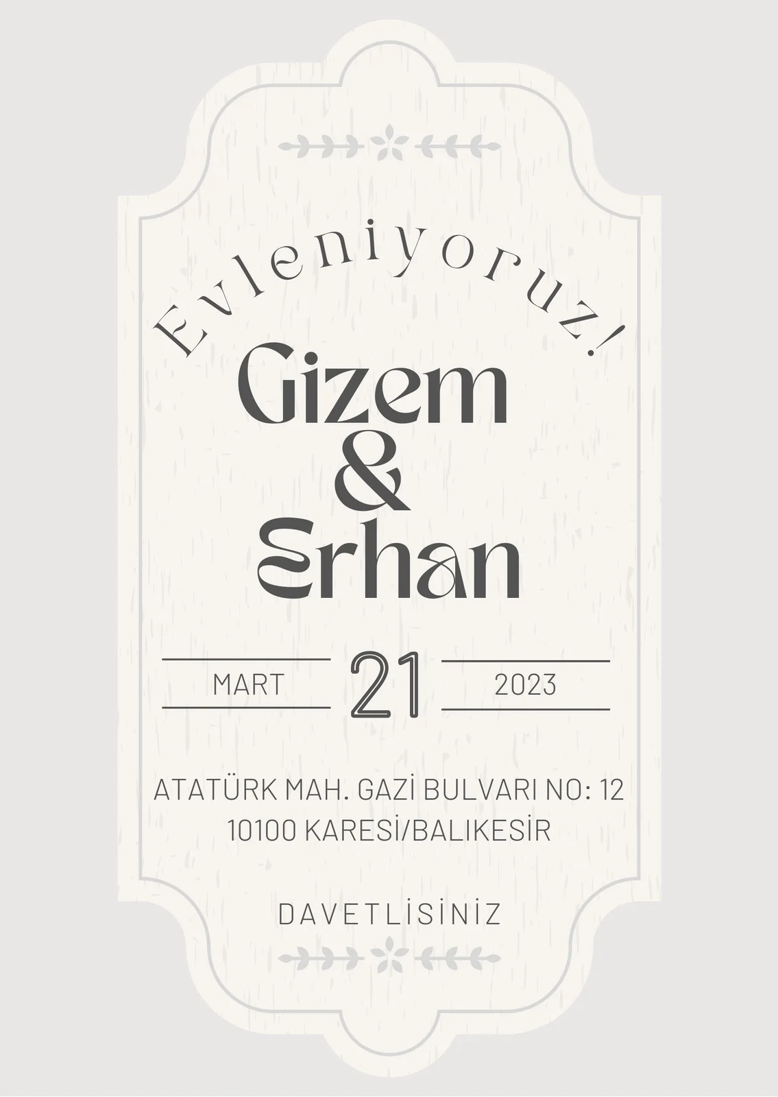 Sade Davetiye Modeli #210