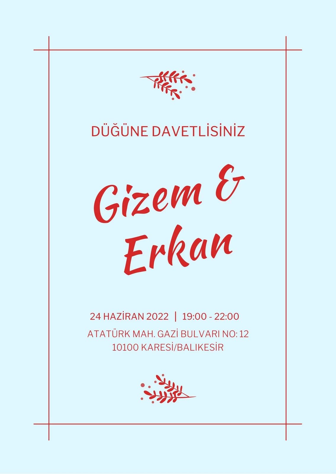 Sade Davetiye Modeli #213