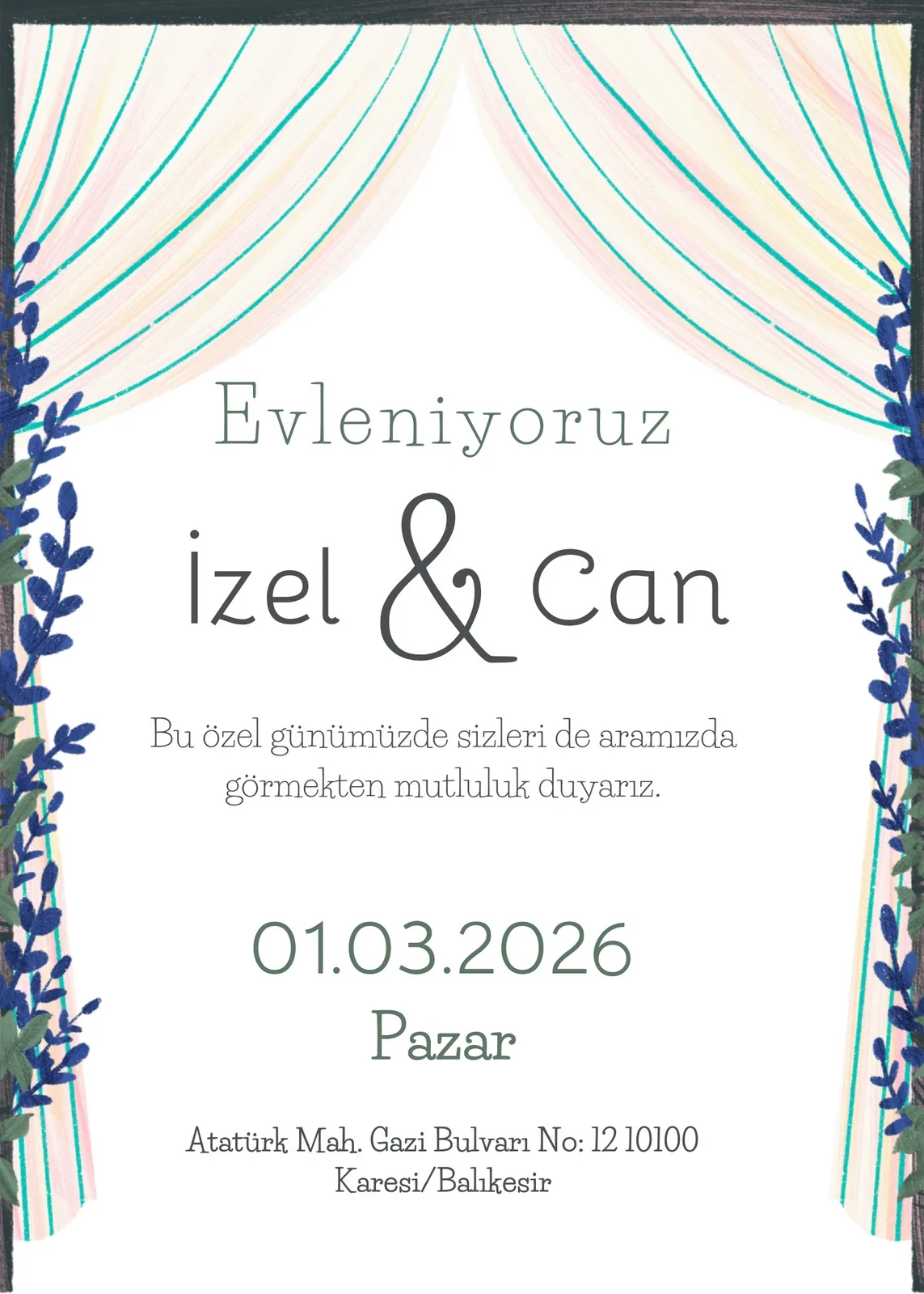 Sade Davetiye Modeli #220