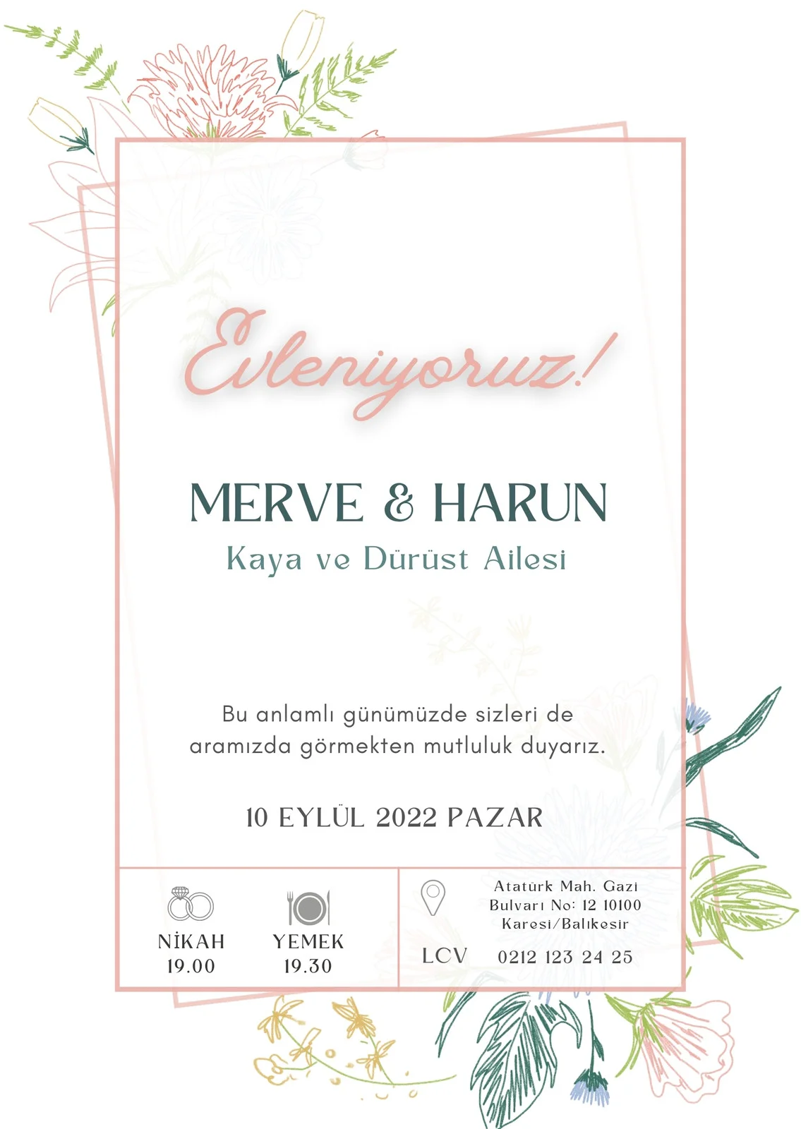 Sade Davetiye Modeli #228